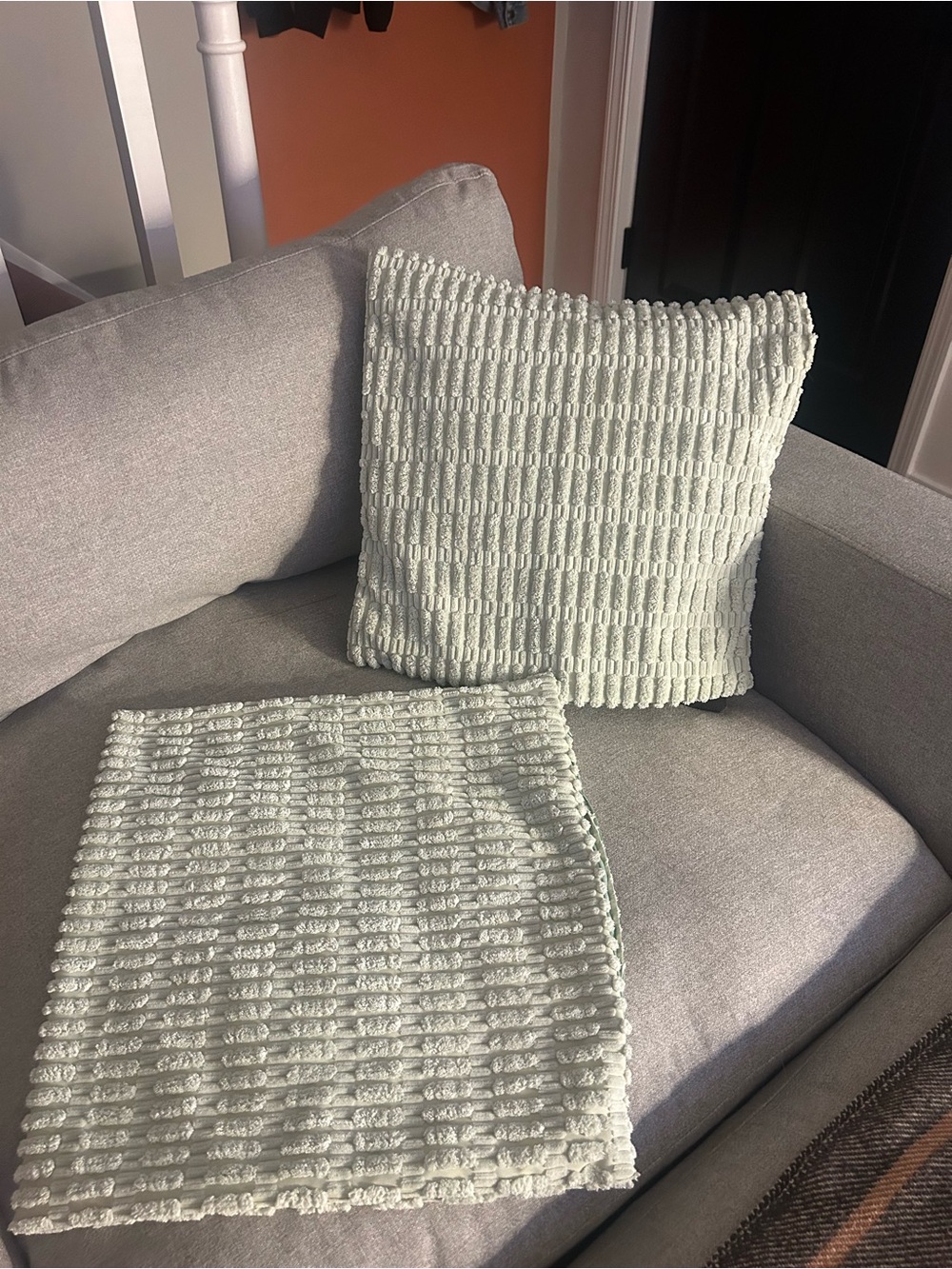Set of Two Mint Green 18x18 Pillow Covers